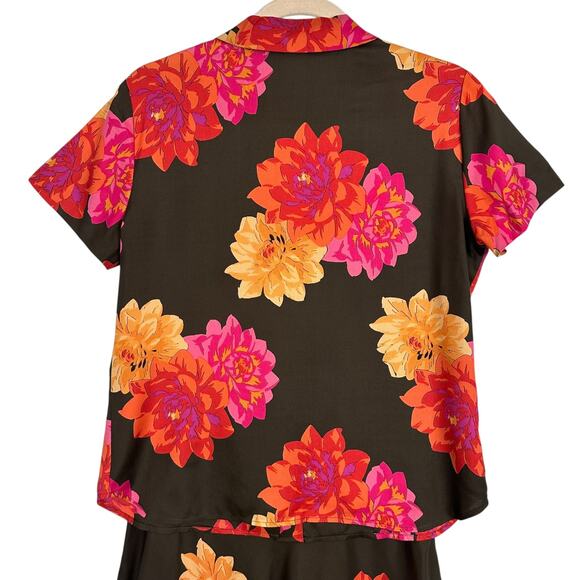Vintage Jones NY 100%‎ Silk Garden Party Floral Blouse & Midi Skirt Set Womens 8 - Picture 3 of 14